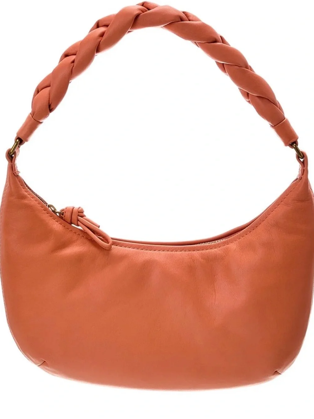 Madewell Leather Soft Small Braided Hobo bag in a peach orange. (Bags 17)